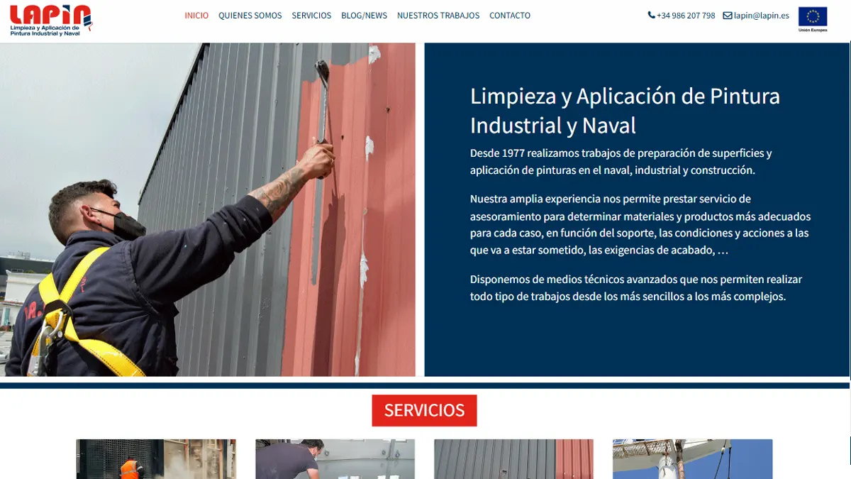 Diseño web para empresa de pintura industrial y naval en Vigo — Pinturas Lapin