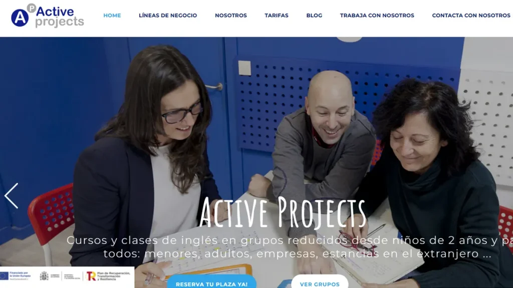 Diseño de página web WordPress para academia de inglés en Nigrán