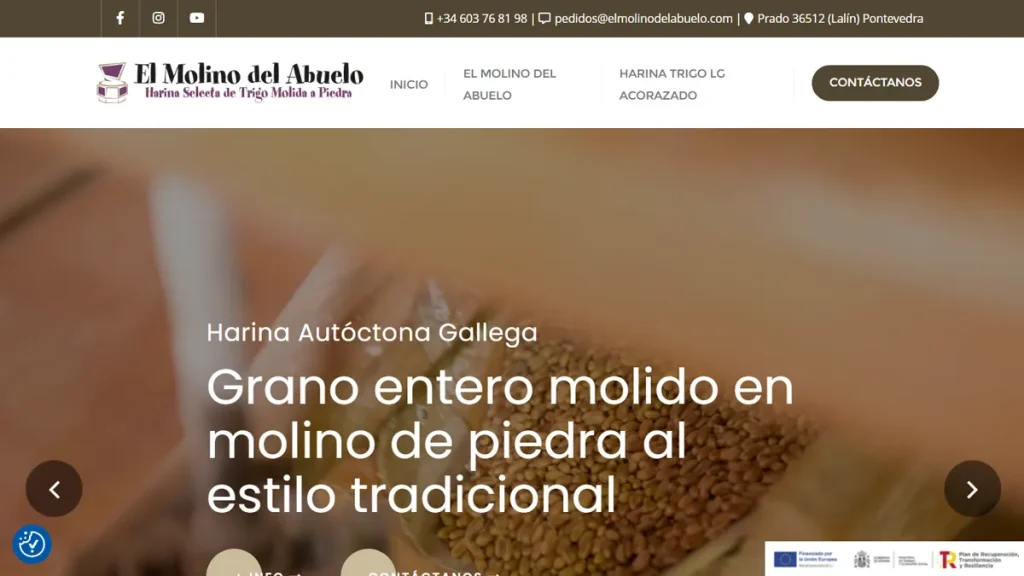 Diseño de página web WordPress para harina de trigo gallega LG Acorazado