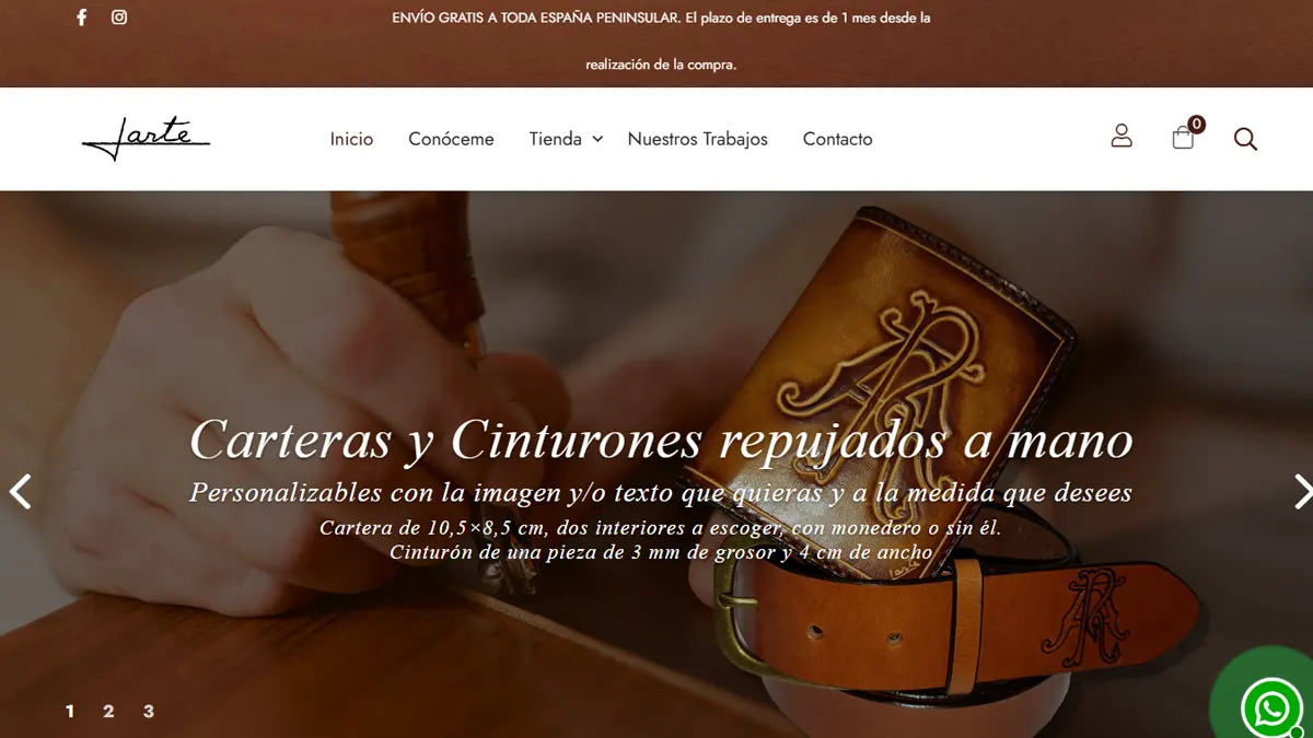 Tienda online PrestaShop para artesanía en cuero en Vigo — Jarte Cuero
