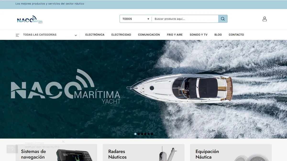 Diseño web PrestaShop para tienda náutica en Moaña — Nacomarítima