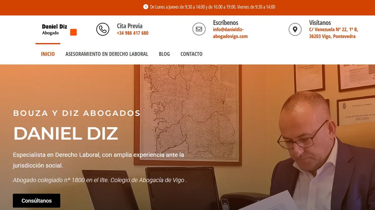 Diseño web para despacho de abogado laborista en Vigo