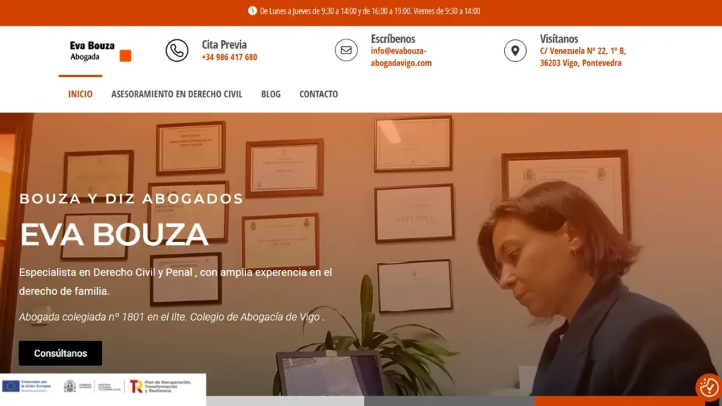 Diseño de página web WordPress para abogada de derecho civil en Vigo