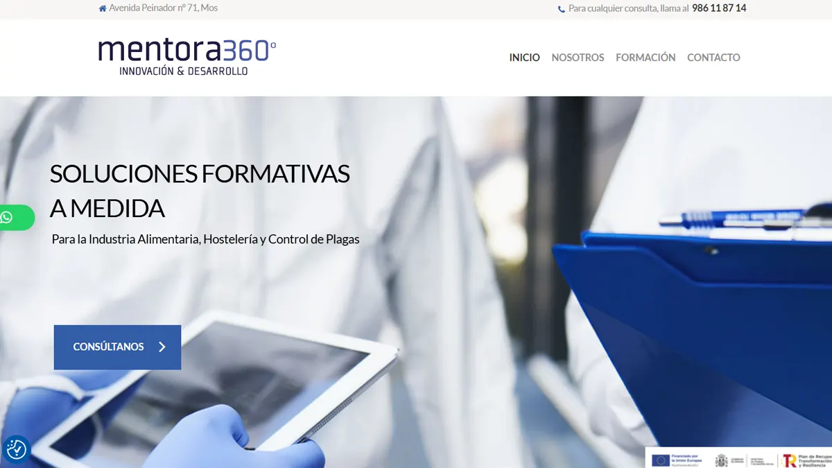 Diseño de página web WordPress para empresa de formación en Mos — Mentora360