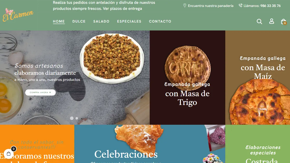 Ecommerce PrestaShop para panadería artesana en O Porriño — Panadería El Carmen