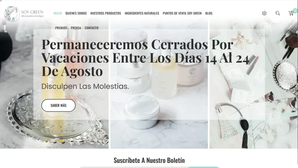 Ecommerce PrestaShop para marca de cosmética natural y ecológica en Moaña