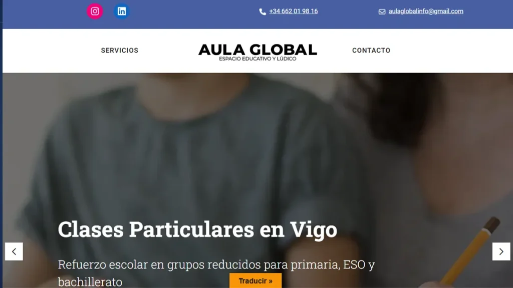 Diseño de página web WordPress para academia de clases particulares en Vigo