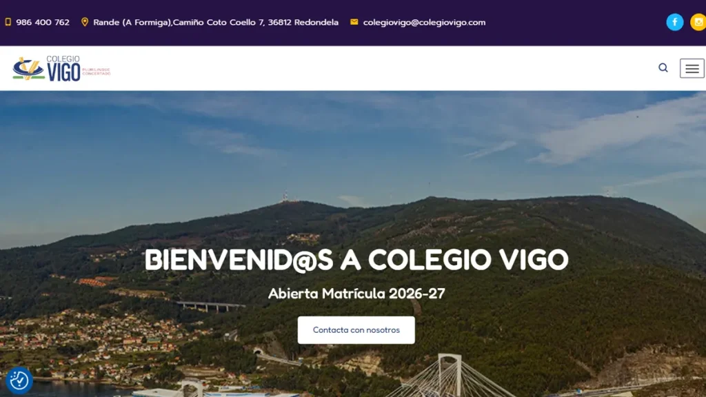 Diseño de página web WordPress con tema personalizado para colegio concertado plurilingüe en Redondela